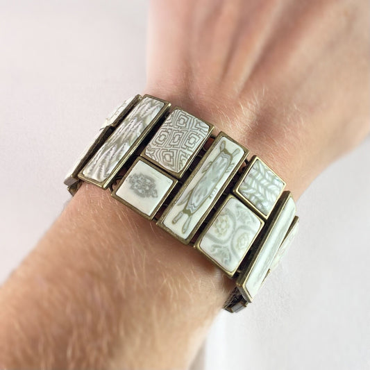 Handmade Polymer Clay Square Bead Bracelet