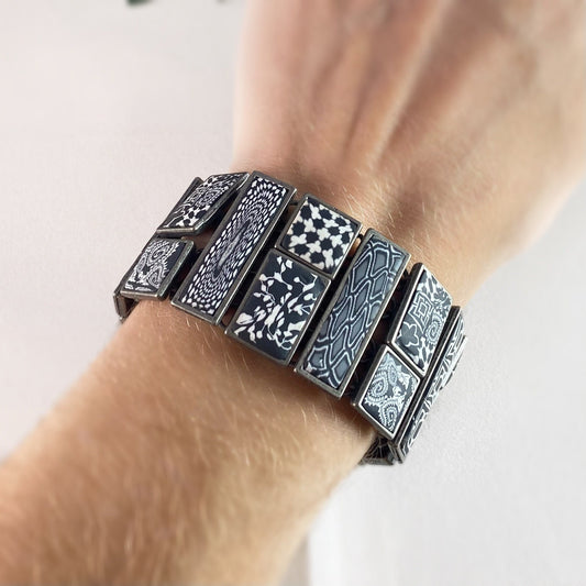 Handmade Polymer Clay Square Bead Bracelet