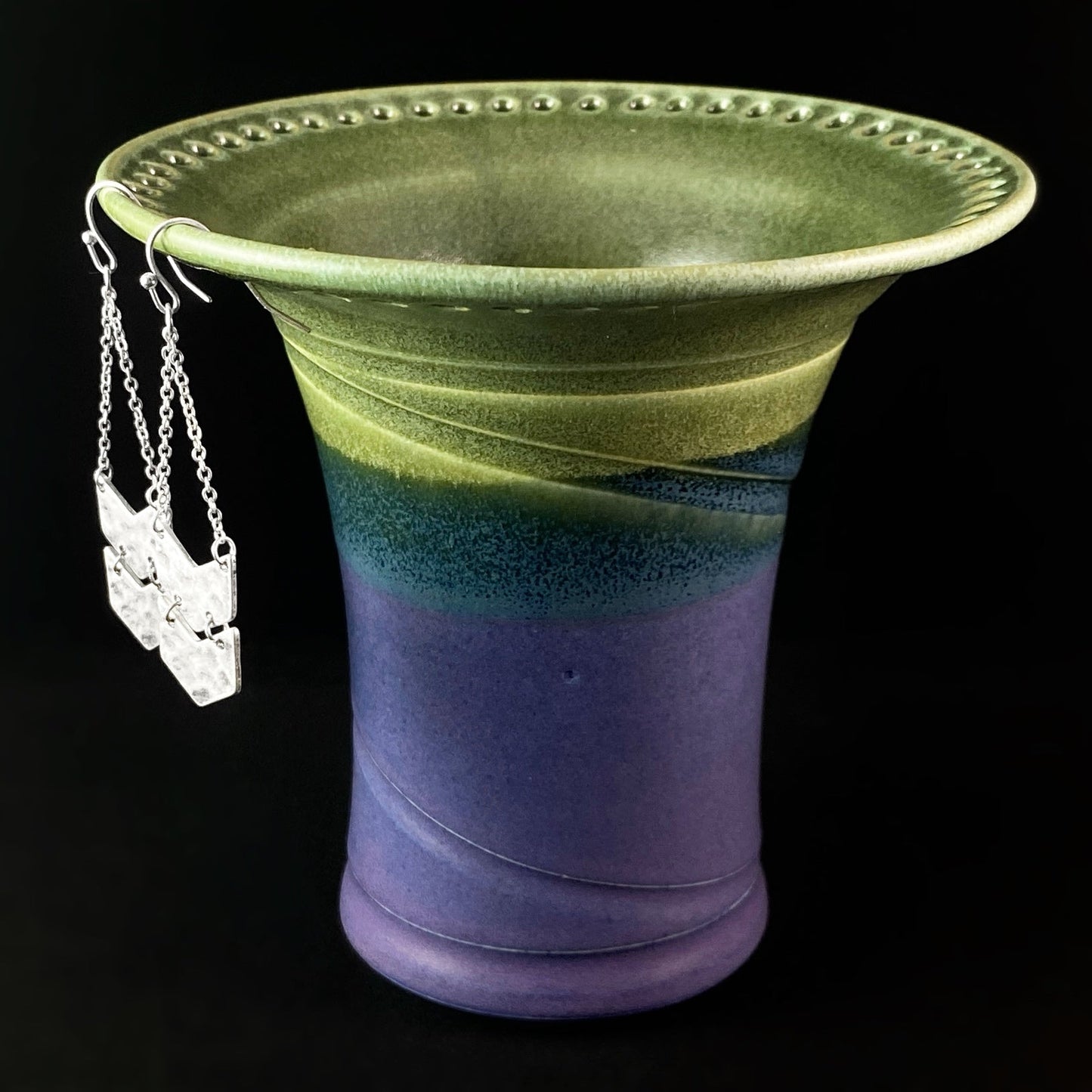 Handmade Purple and Green Earring Holder Functional