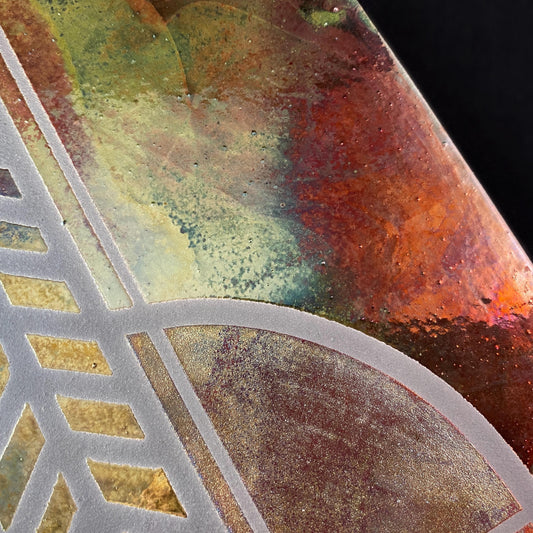 Handmade Quinn Plate, Raku Art Pottery, Decorative Pottery