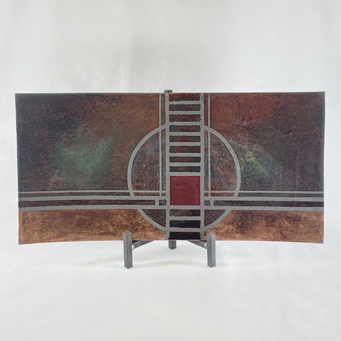 Handmade Rectangular Plate, Raku Art Pottery, Decorative Pottery