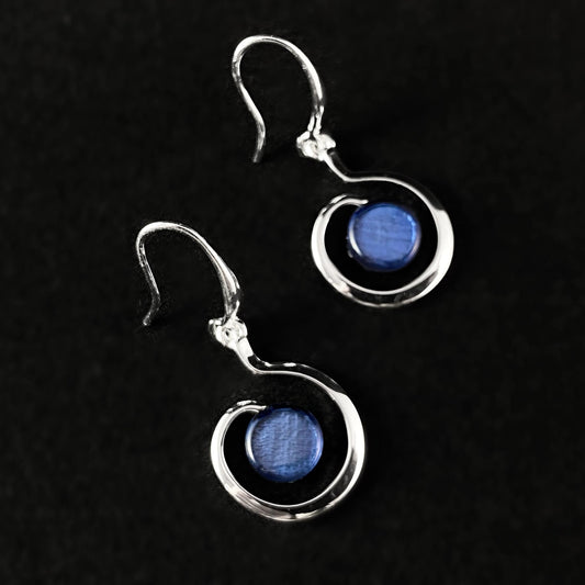 Handmade Resin and Shell Blue Swirl Earrings, Hypoallergenic - Origin