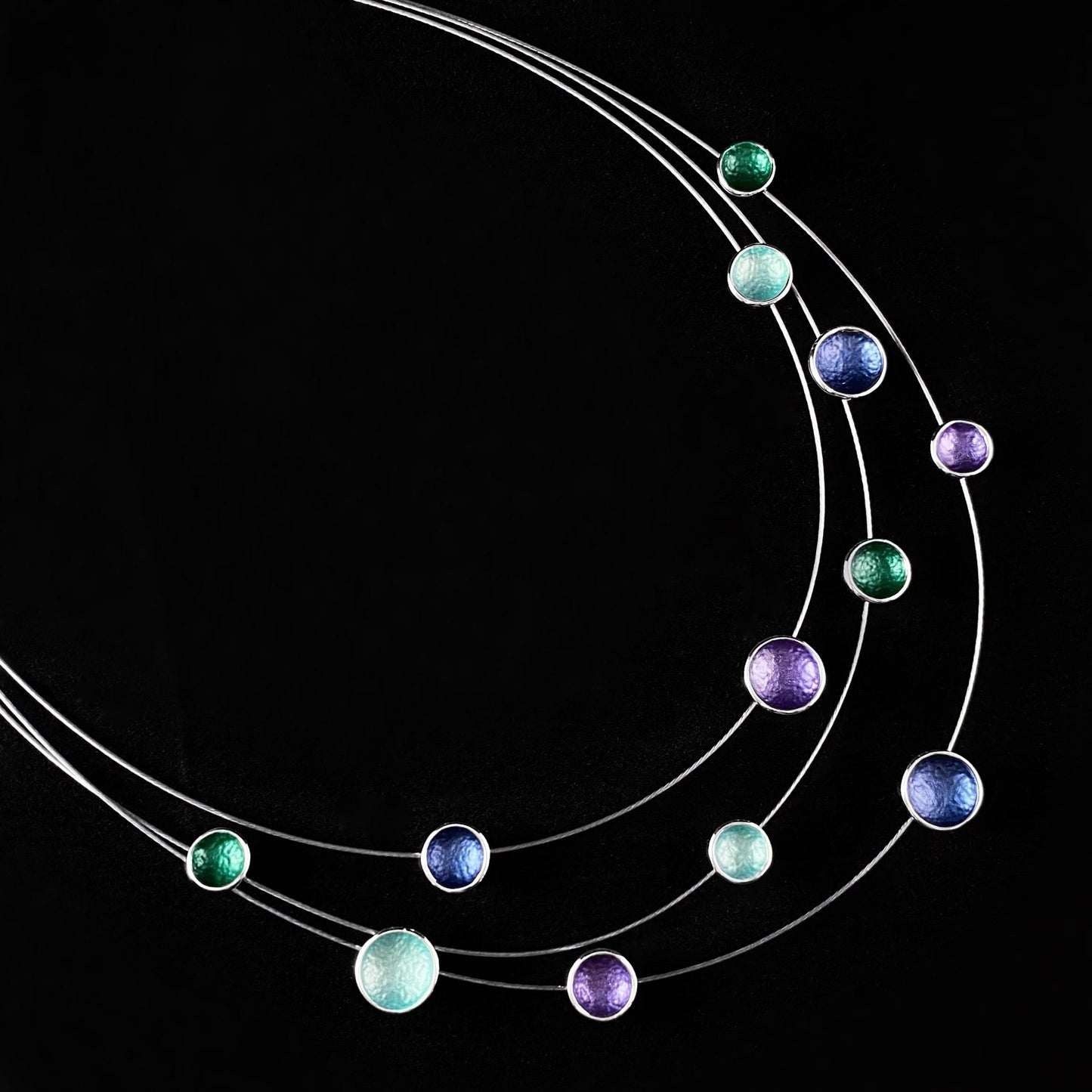 Handmade Resin and Shell Three Strand Dot Necklace, Hypoallergenic - Origin