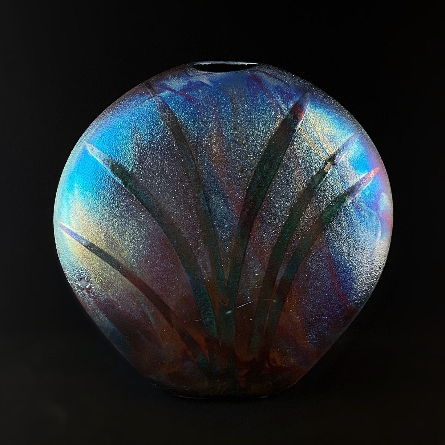 Handmade Round Basic Vase Raku Art Pottery, Decorative Pottery