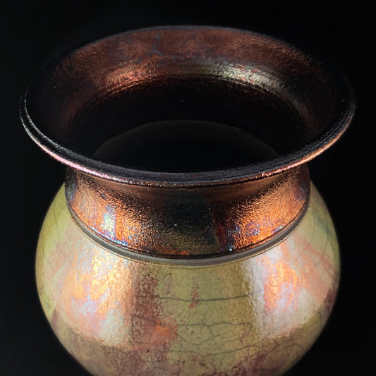 Handmade Shelby Vase, Raku Art Pottery, Decorative Pottery