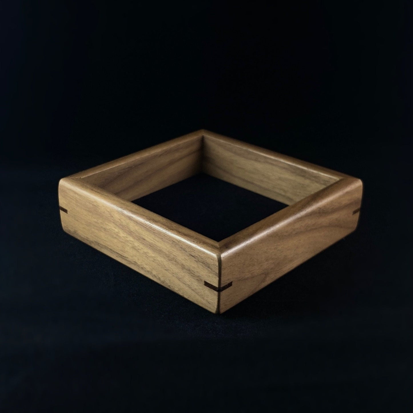 Handmade Small Wooden Jewelry Dish with Walnut and Wenge, Made in USA