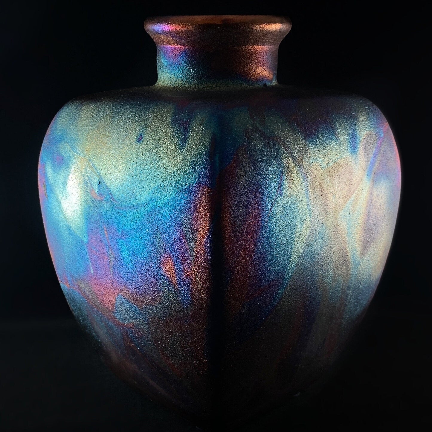 Handmade Square Contemporary Vase Raku Art Pottery, Decorative Pottery