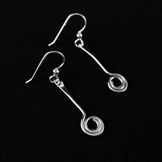 Handmade Sterling Silver Drop Swirl Earrings, Made in USA - Reflections