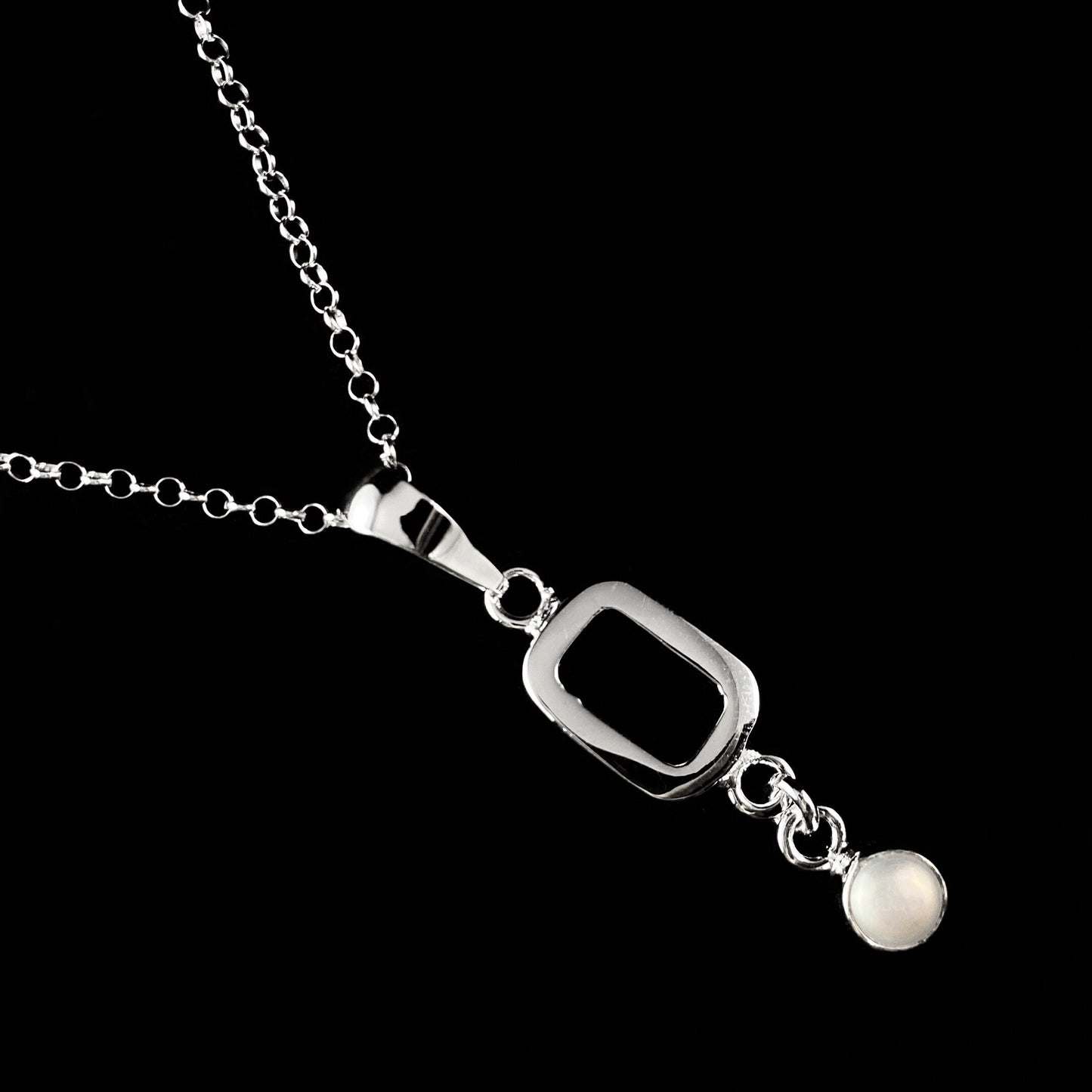 Handmade Sterling Silver Pendant Necklace with Pearl Accent -Designs by Monica