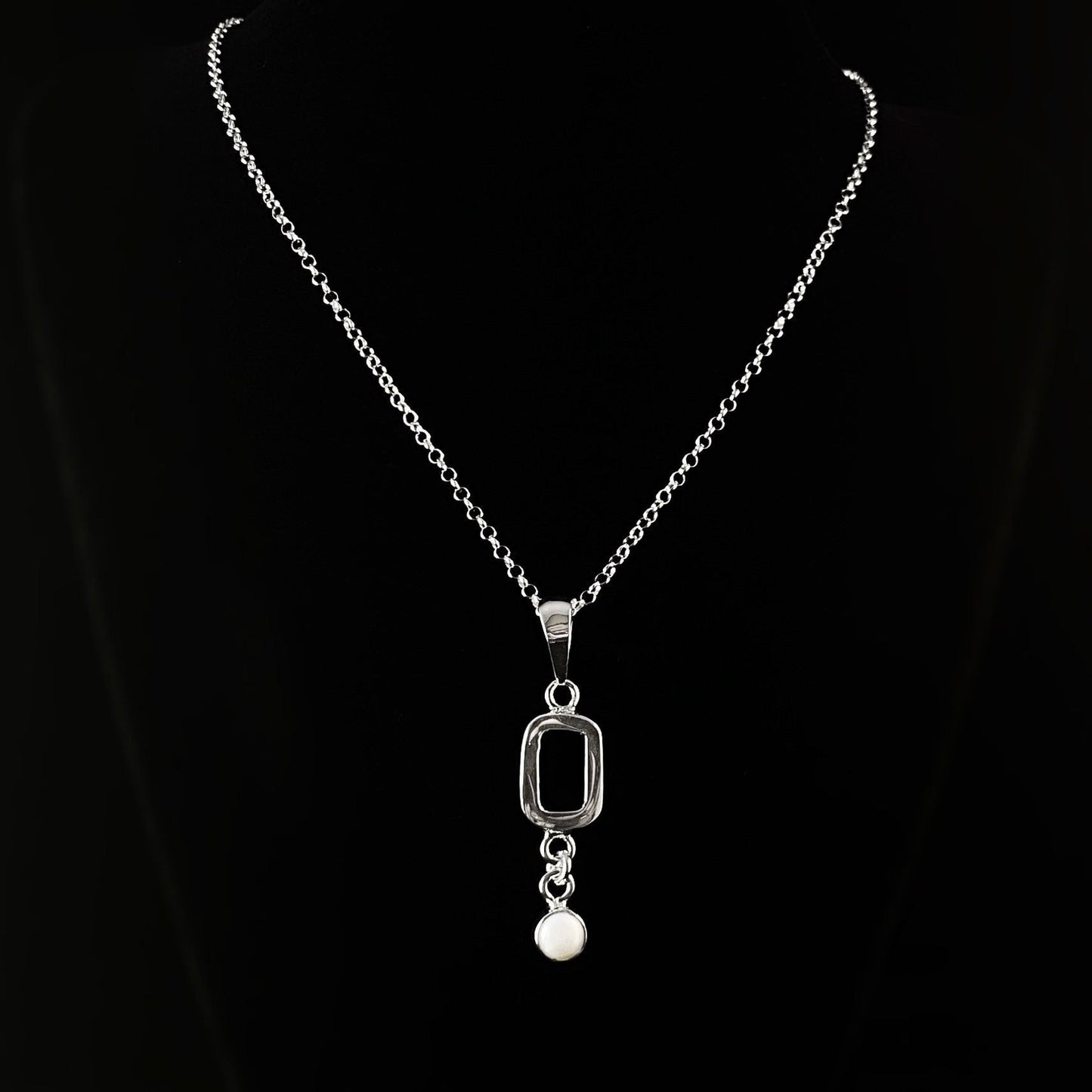 Handmade Sterling Silver Pendant Necklace with Pearl Accent -Designs by Monica