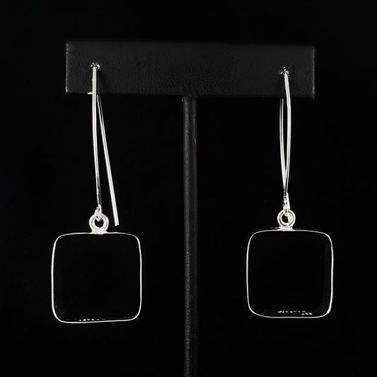 Handmade Sterling Silver Square Long Wire Earrings -Designs by Monica