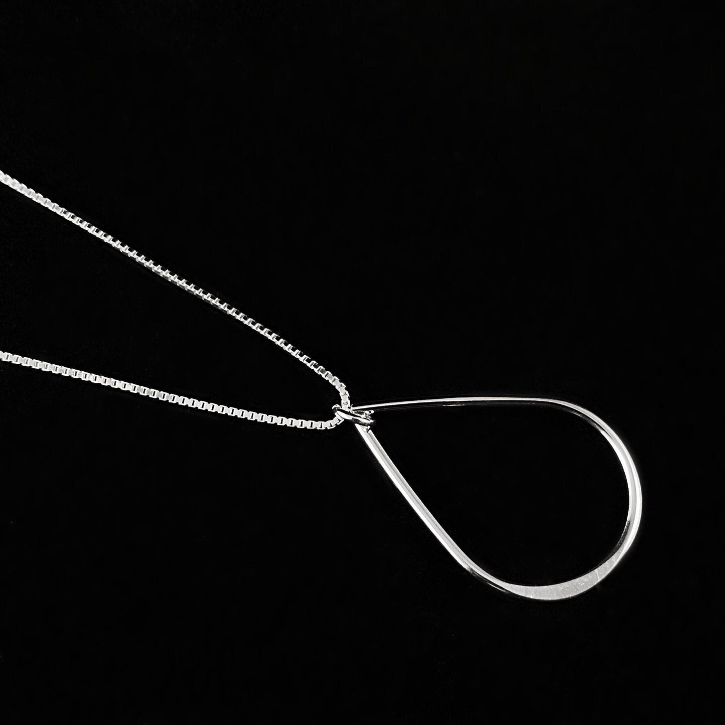 Handmade Sterling Silver Teardrop Frame Pendant Necklace, Made in USA - Reflections