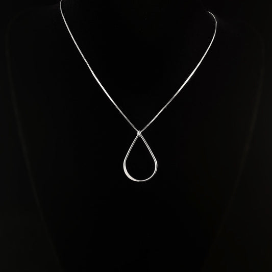 Handmade Sterling Silver Teardrop Frame Pendant Necklace, Made in USA - Reflections