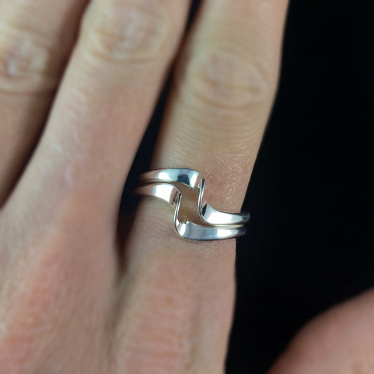 Handmade Sterling Silver Waves Ring, Made in USA - Reflections, Size 6