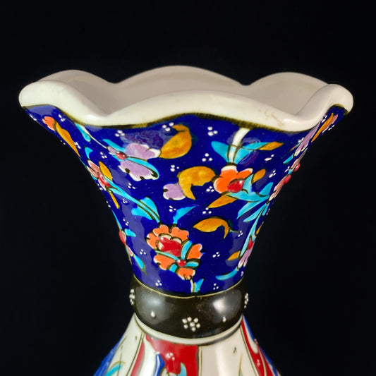 Handmade Vase, Functional and Decorative Turkish Pottery, Cottagecore Style, Blue and Red