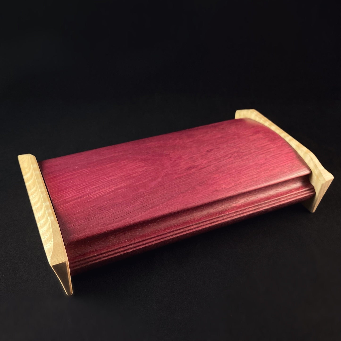 Handmade Wooden Box with Curly Maple and Purpleheart, Made in USA