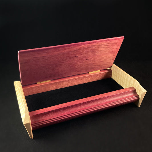 Handmade Wooden Box with Curly Maple and Purpleheart, Made in USA