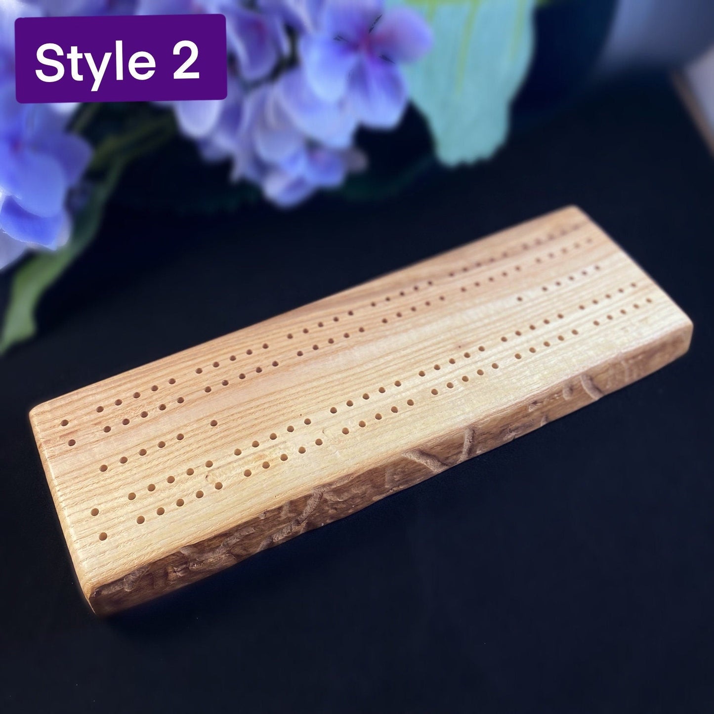 Handmade Wooden Cribbage Board with Pegs - Ash