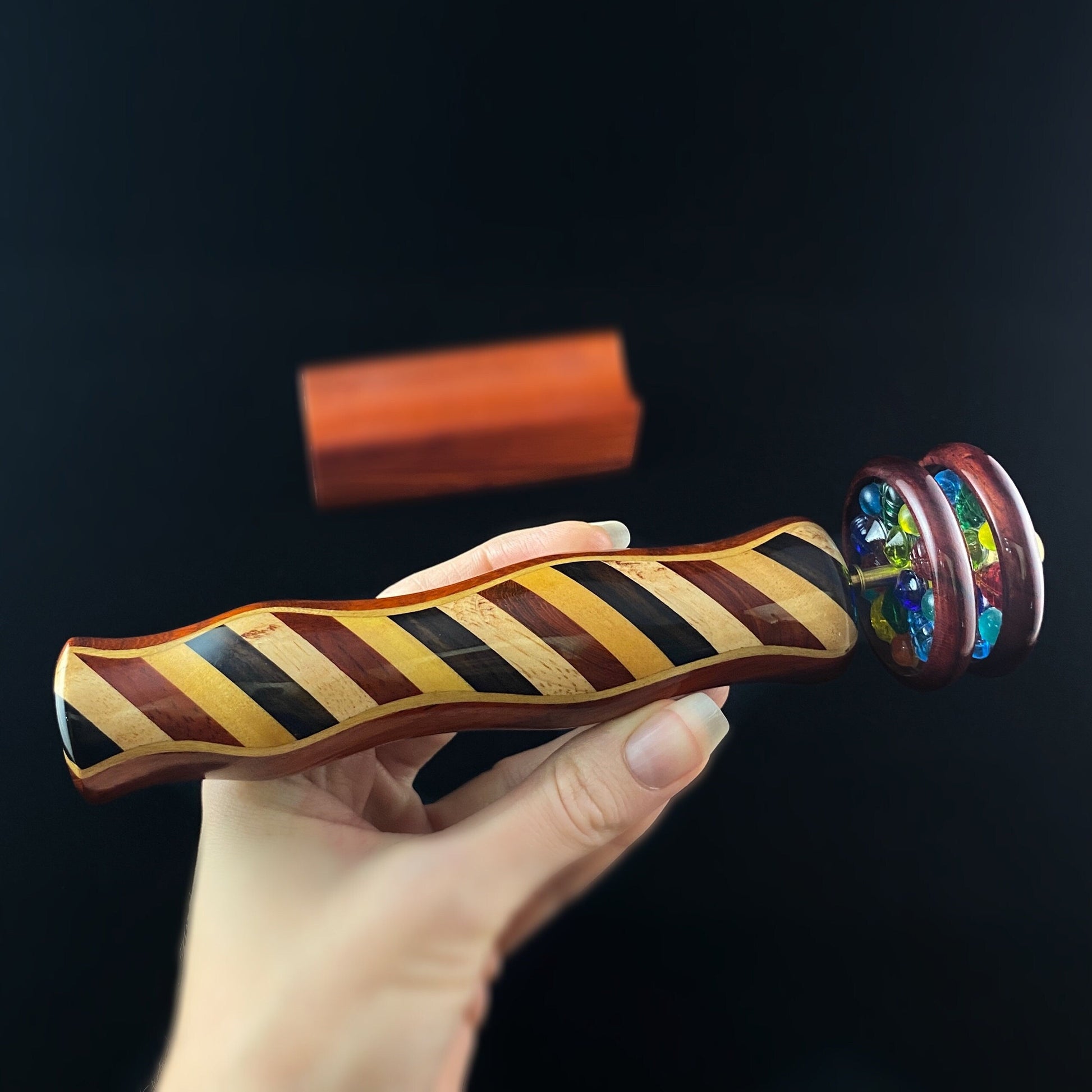 Handmade Wooden Kaleidoscope with Padauk Marquetry