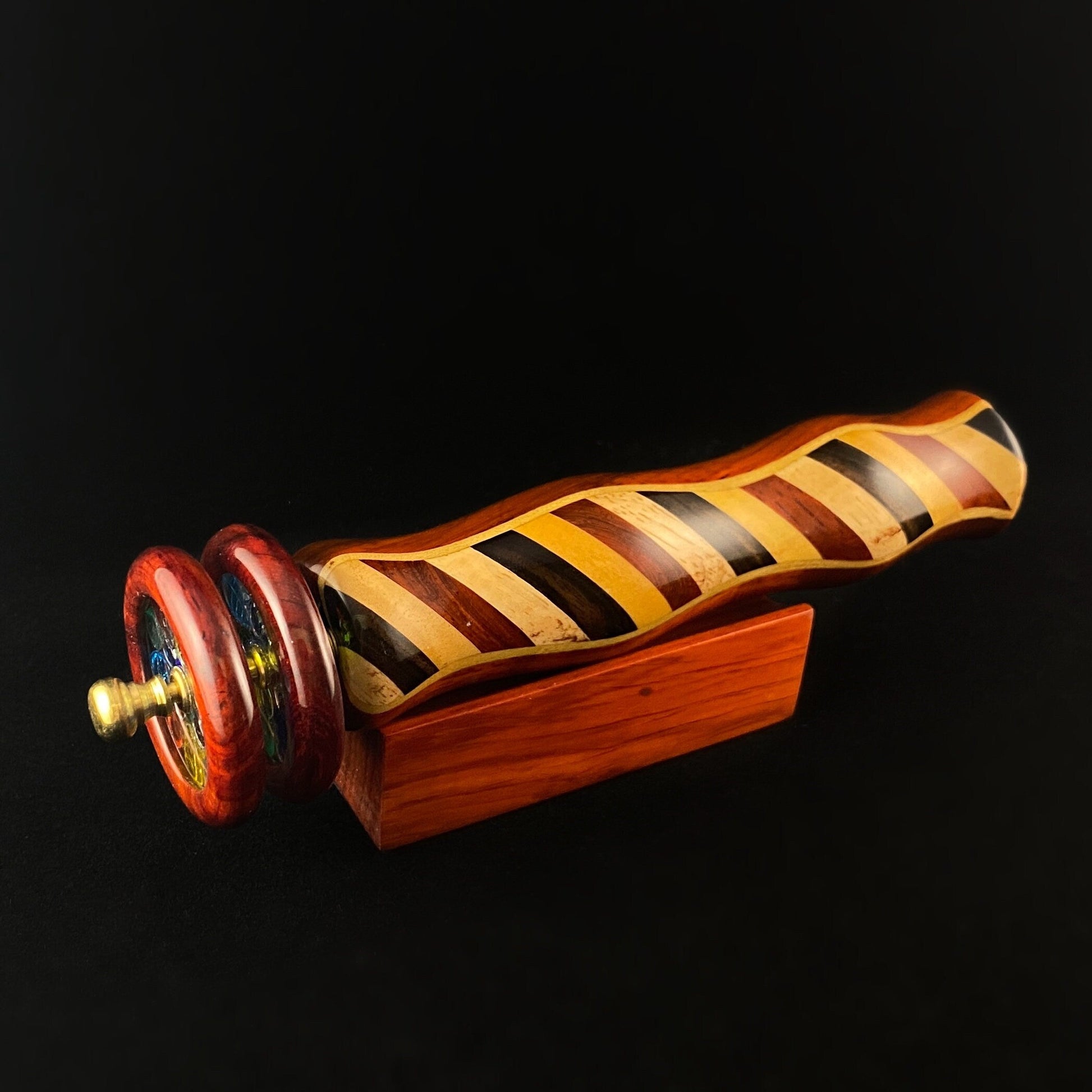 Handmade Wooden Kaleidoscope with Padauk Marquetry