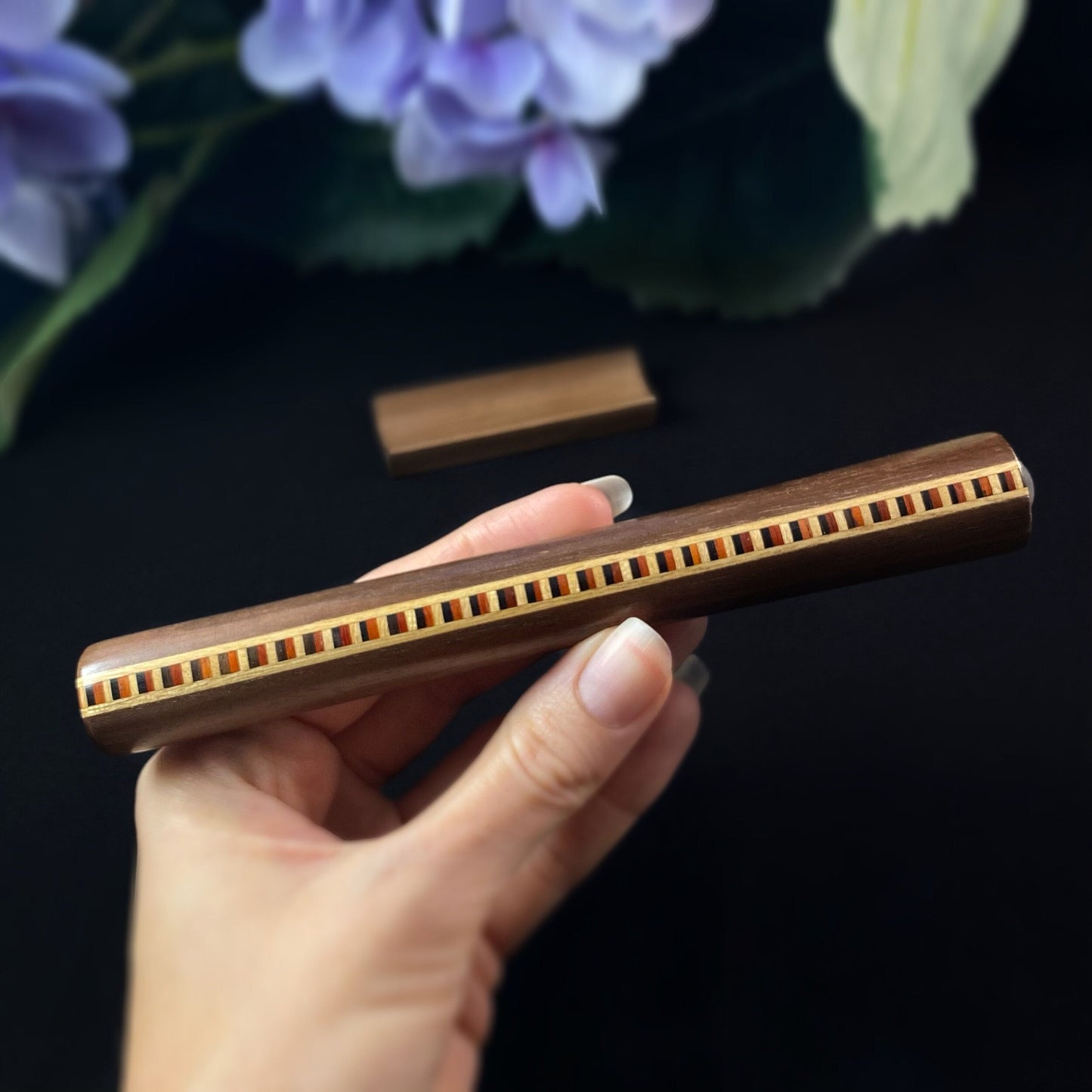 Handmade Wooden Pocket Teleidoscope - With Walnut Inlay