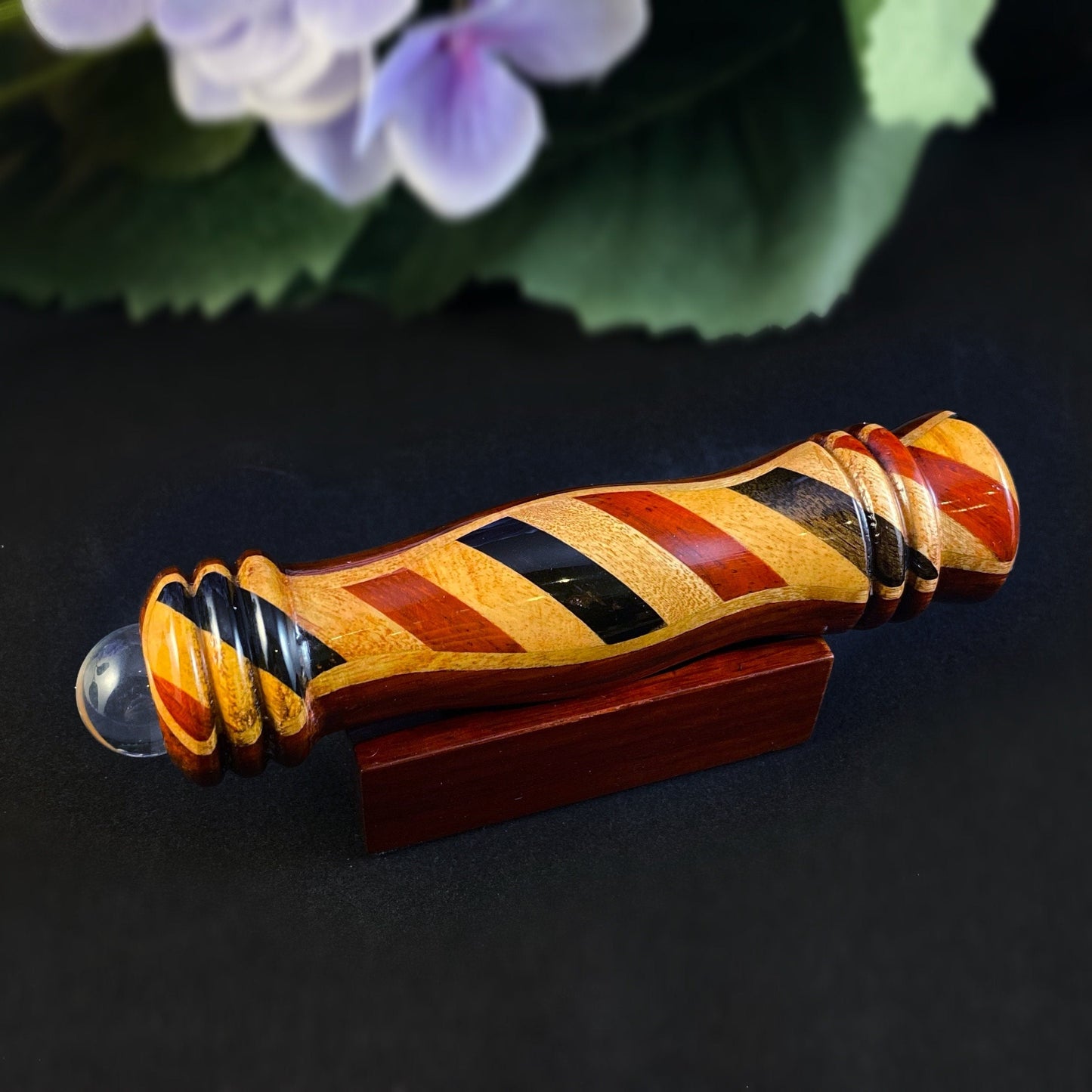 Handmade Wooden Small Teleidoscope with Padauk Marquetry