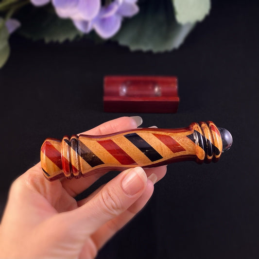 Handmade Wooden Small Teleidoscope with Padauk Marquetry