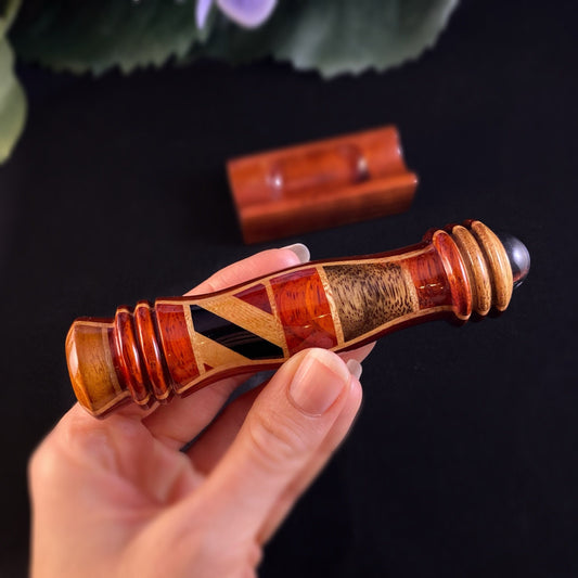 Handmade Wooden Small Teleidoscope with Padauk Marquetry