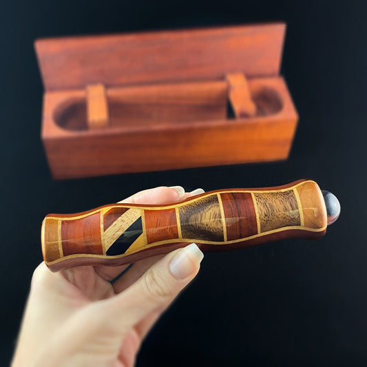 Handmade Wooden Teleidoscope with Padauk Marquetry and Lift-Up Box