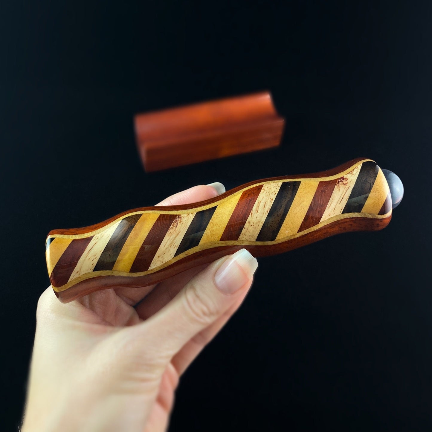 Handmade Wooden Teleidoscope with Padauk Marquetry