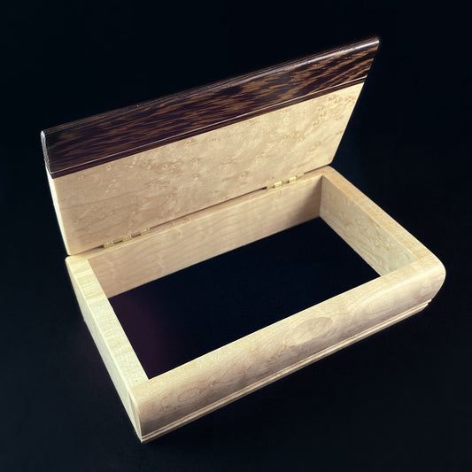 Handmade Wooden Treasure Box with Birdseye Maple, Wenge - Made in USA
