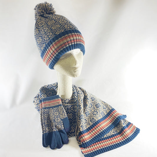 Hat, Scarf, and Gloves Set - Blue, Cozy Winter Accessories