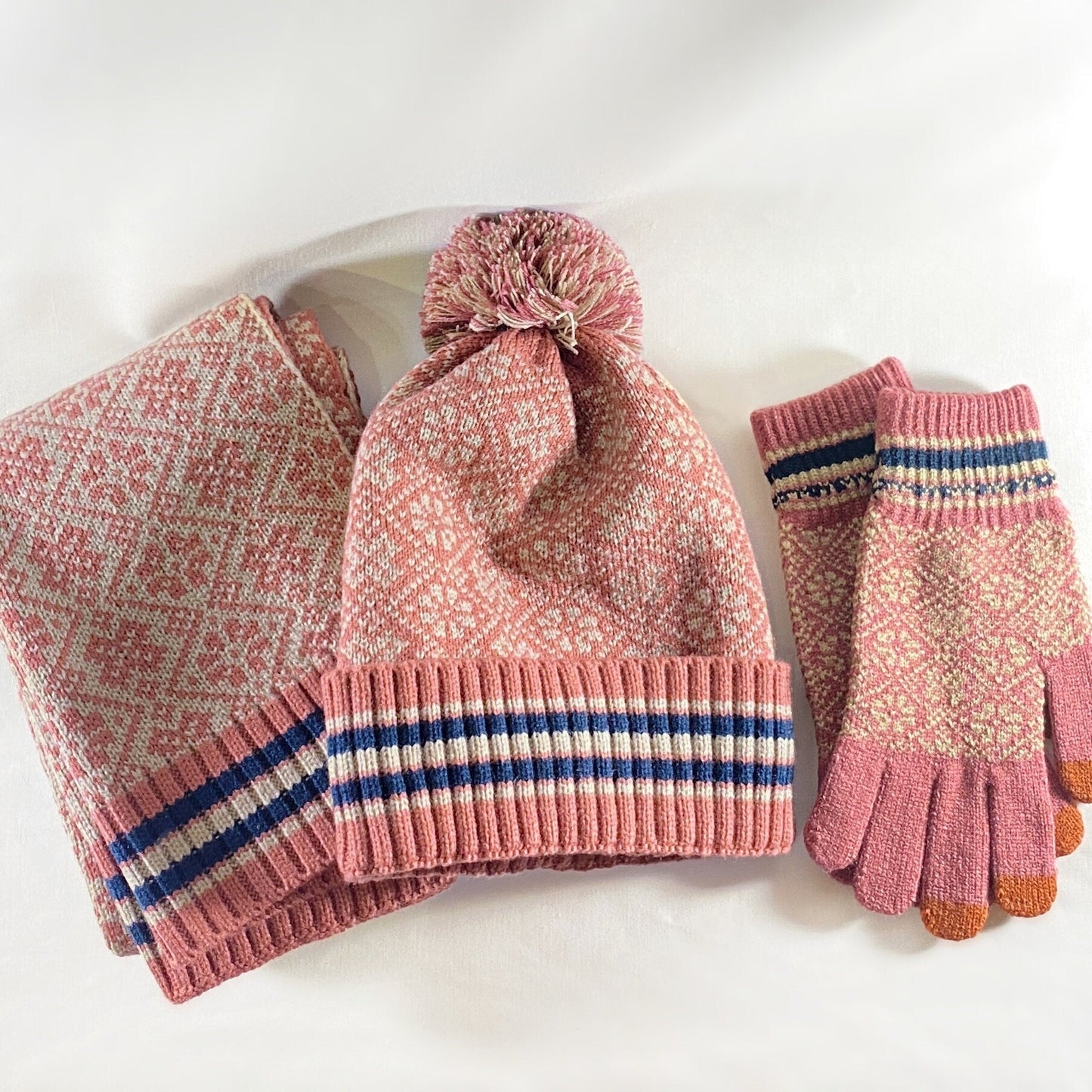 Hat, Scarf, and Gloves Set - Pink, Cozy Winter Accessories