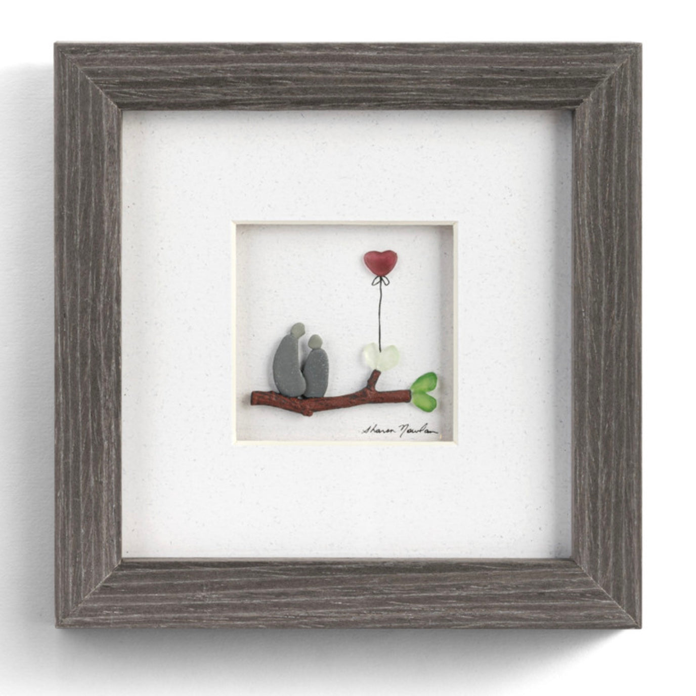 Heart Full of Love Sharon Nowlan Pebble Art - Gray