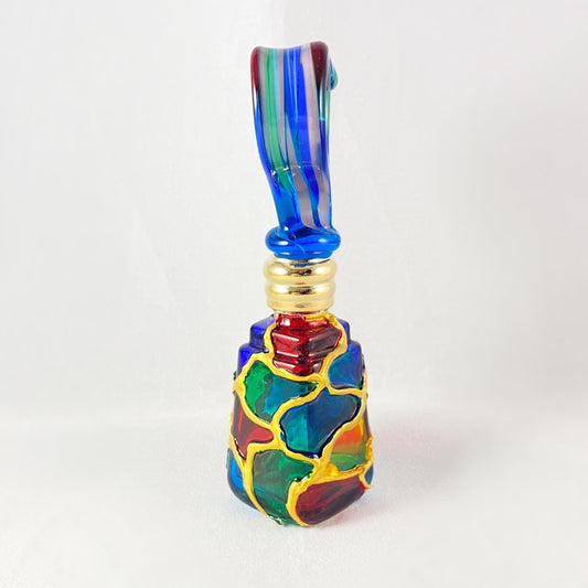 Heart Top Venetian Glass Perfume Bottle - Handmade in Italy, Colorful Murano Glass