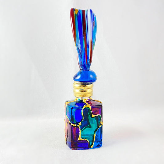 Heart Top Venetian Glass Perfume Bottle - Handmade in Italy, Colorful Murano Glass