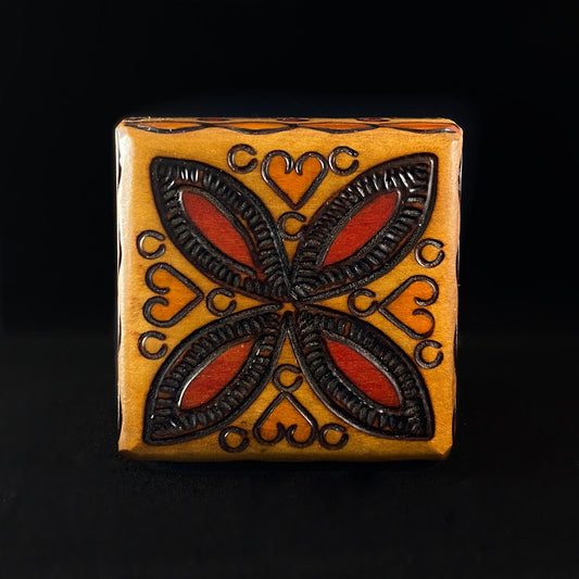 Hearts and Petals Jewelry Box with Footed Base, Handmade Hinged Wooden Treasure Box