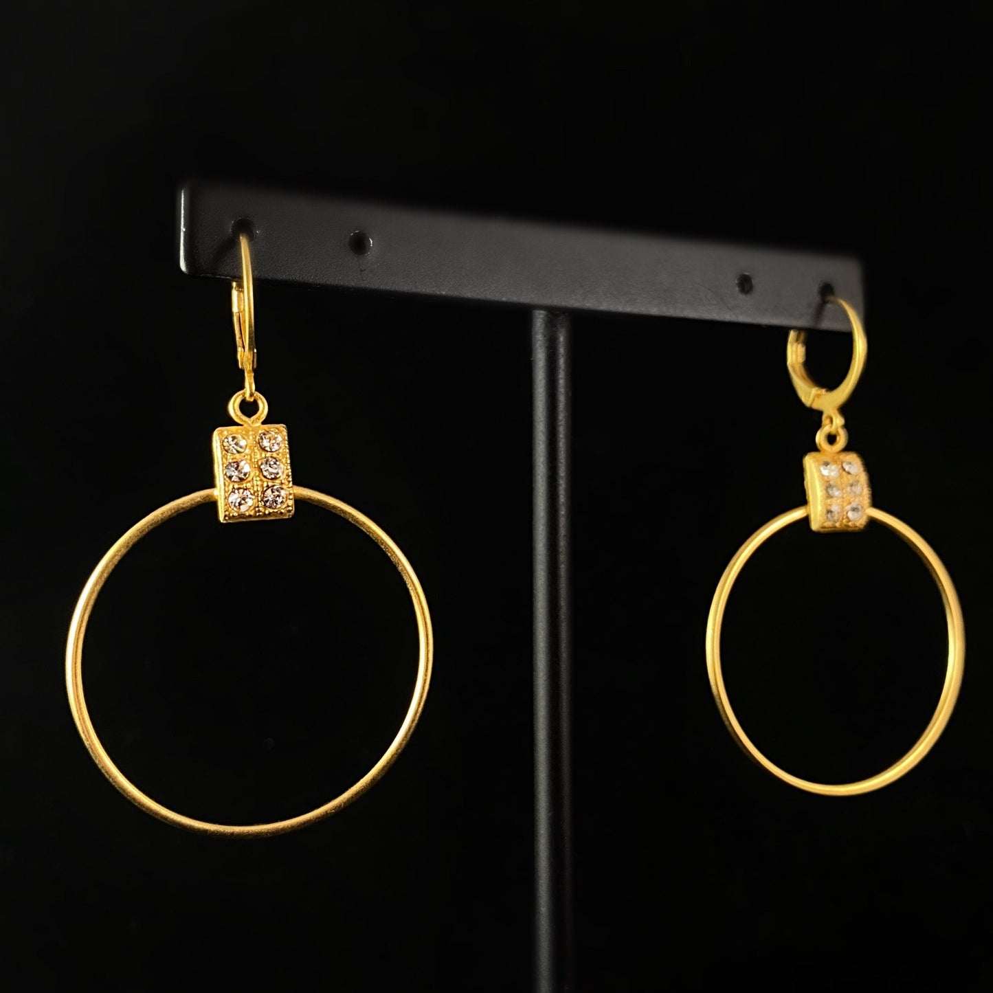 Hoop Earrings with Swarovski Crystal Accent - La Vie Parisienne by Catherine Popesco