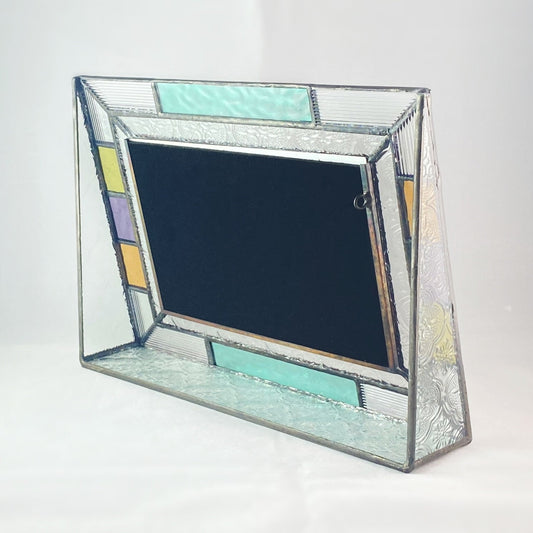 Horizontal 4x6 Colorblock Geometric Glass Picture Frame -