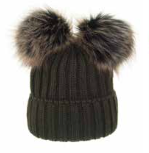 Hunter Green Winter Beanie With Two Pompoms - Made