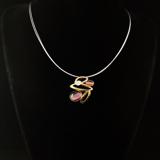 Lightweight Handmade Geometric Aluminum Necklace, Purple/Gold, Falling Leaves