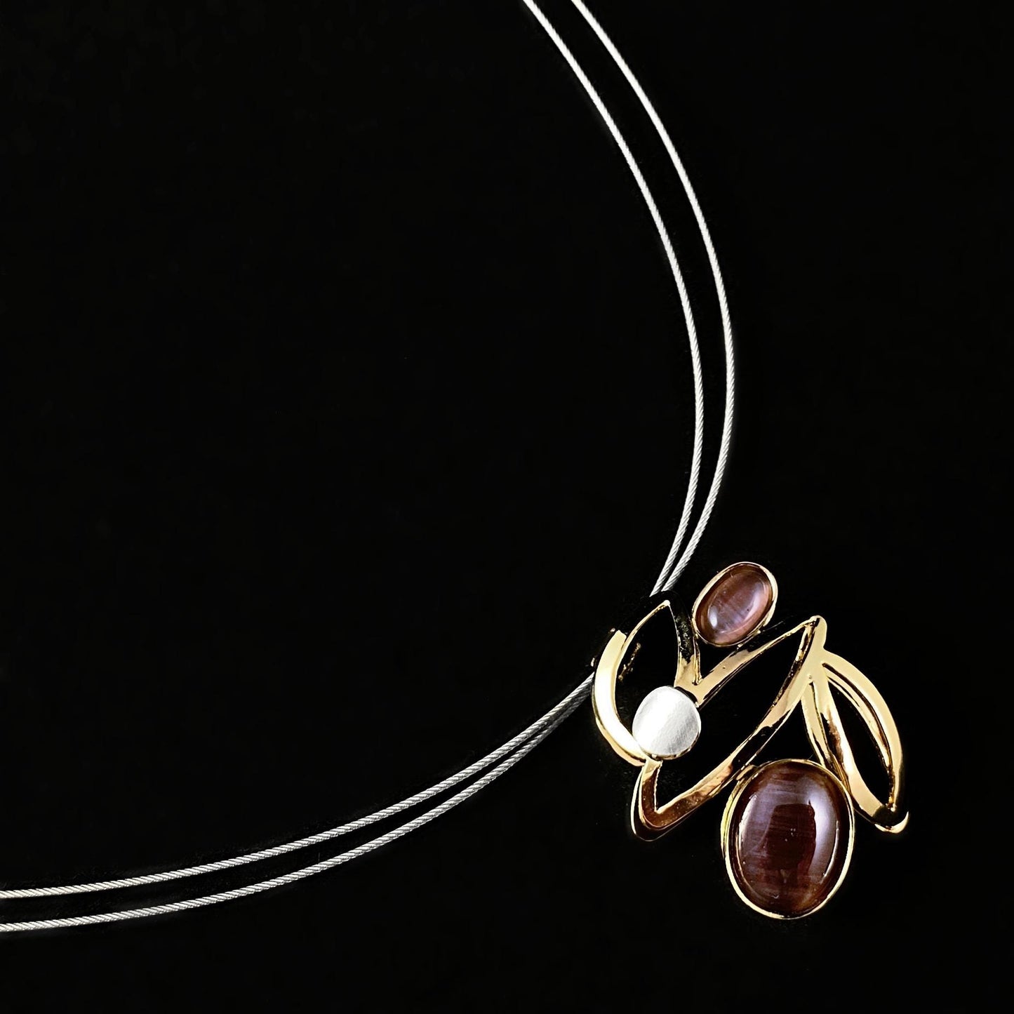 Lightweight Handmade Geometric Aluminum Necklace, Purple/Gold, Falling Leaves