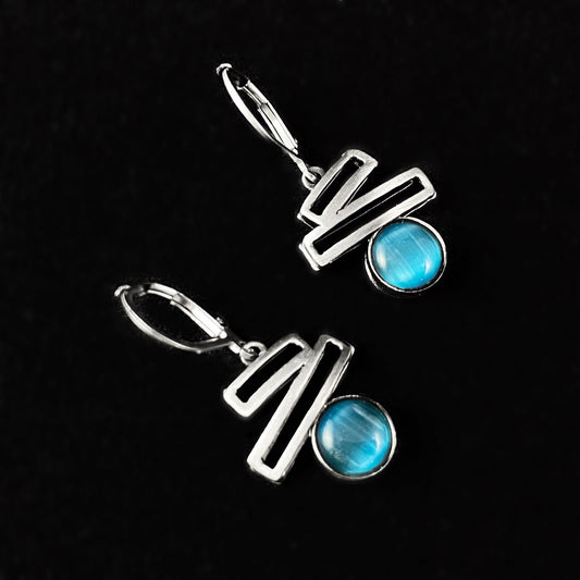 Lightweight Handmade Geometric Aluminum Earrings, Silver/Blue, Balancing Act