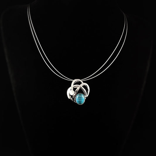 Lightweight Handmade Geometric Aluminum Necklace, Blue/Silver, Moonlight