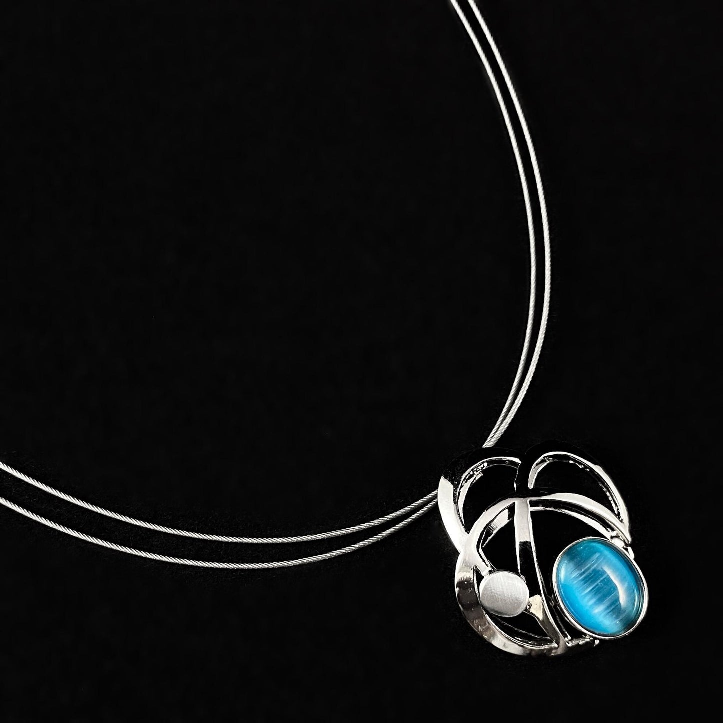 Lightweight Handmade Geometric Aluminum Necklace, Blue/Silver, Moonlight