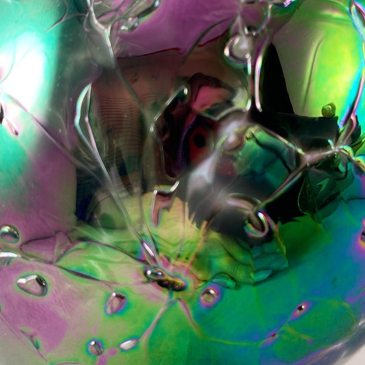 Handmade Glass Witches Ball, #37 - Iridescent Purple/Green