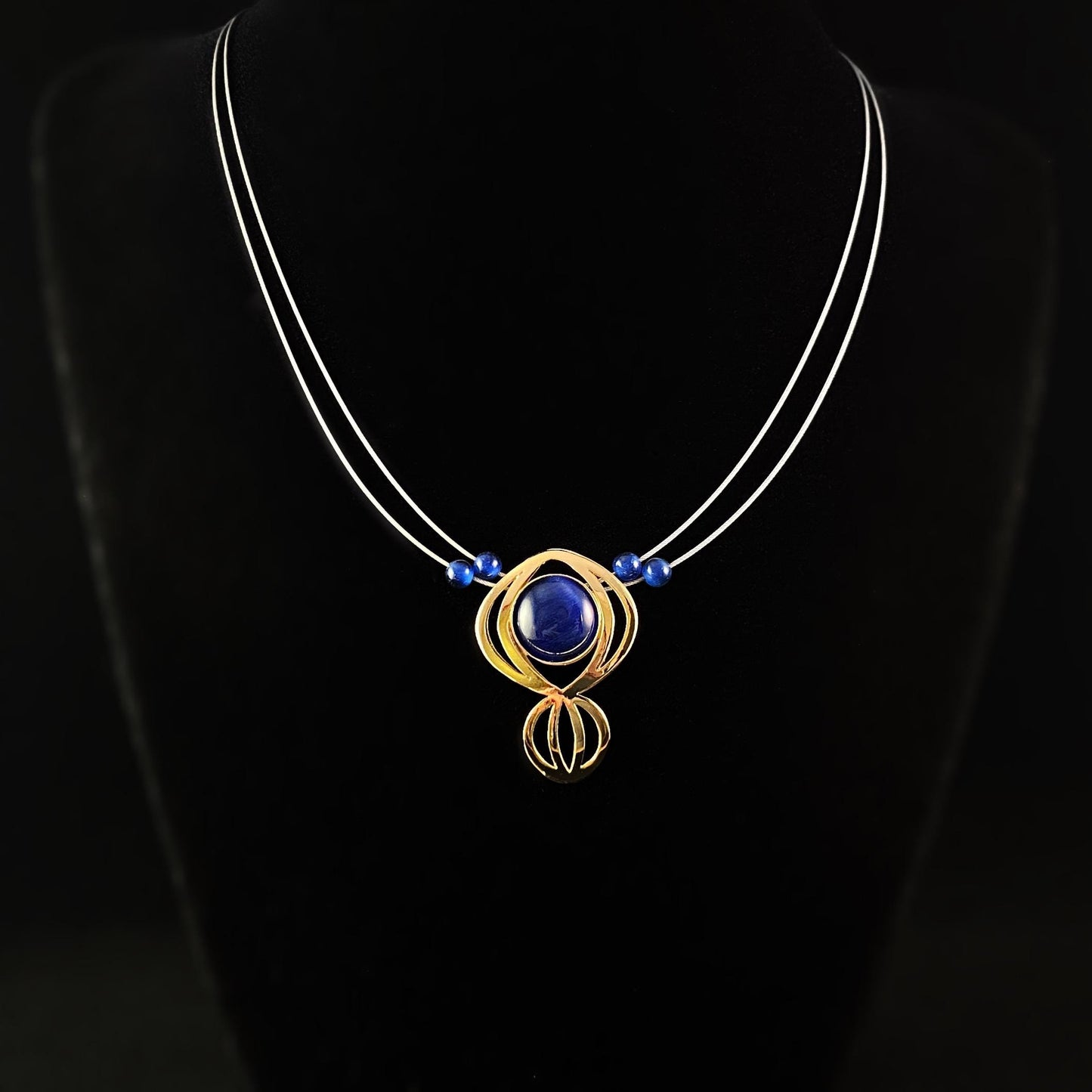 Lightweight Handmade Geometric Aluminum Necklace, Blue/Gold, Dreamcatcher