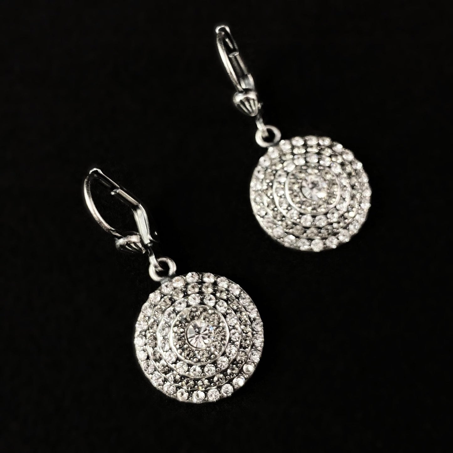 Round Swarovski Crystal Earrings, Clear - La Vie Parisienne by Catherine Popesco