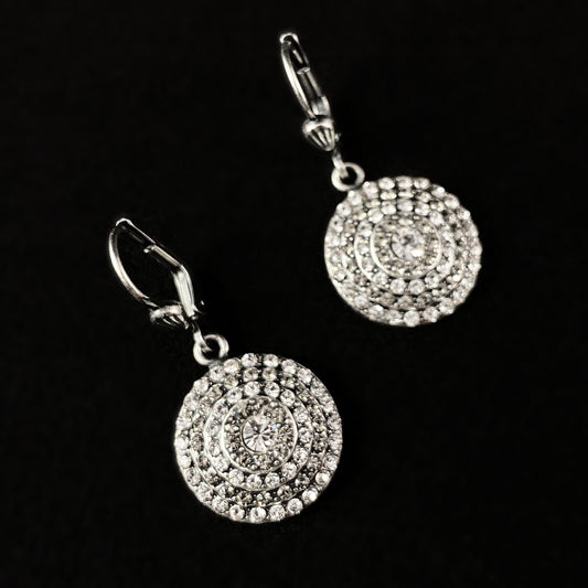 Round Swarovski Crystal Earrings, Clear - La Vie Parisienne by Catherine Popesco