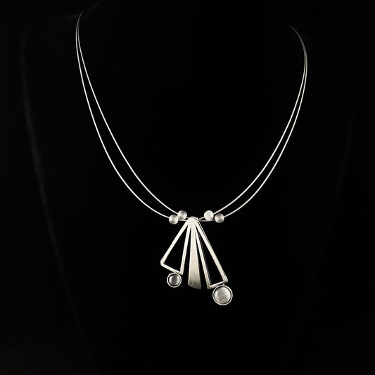 Lightweight Handmade Geometric Aluminum Necklace, Silver/Gray, Sailboat